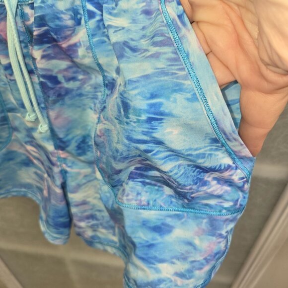 Ivivva By Lululemon Girls Size 14 Blue Tie-Dye Romper With Pockets & Drawstring - Picture 4 of 11